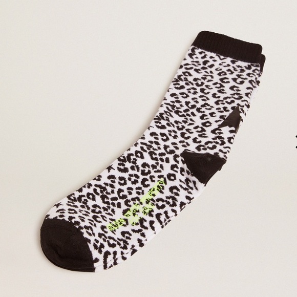 Golden Goose Leopard print Socks black/white S - Picture 1 of 12